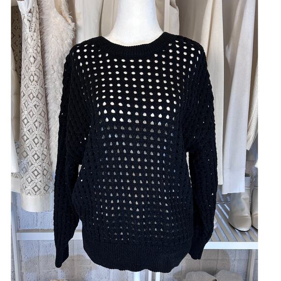 INC International Concepts Women's Size M Black Open Knit Pullover Sweater #0178 - Picture 1 of 7